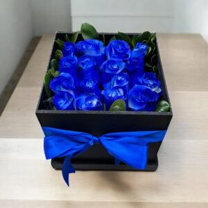 Caja de rosas azules